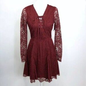 BNWT REVOLVE Lovers + Friends Red Lace Mini Dress, Size S